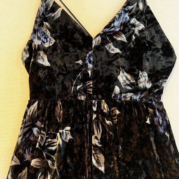 Y2K Burnout Velvet Romper V‎ Neck Size Floral Fairy Dark Romantic Medium TIMING - Picture 2 of 9